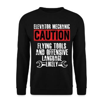 Elevator Mechanic Flying Tools Technician - Unisex Sweatshirt - black - Front - Alina (178cm) & Michal (187cm)