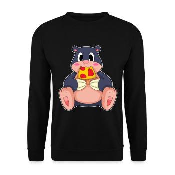 Pizza taupe - Sweat-shirt Unisexe - noir - Devant - Alina (178cm) & Michal (187cm)