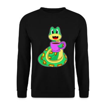 Schlange Tasse Kaffee - Unisex Pullover - Schwarz - Vorne - Alina (178cm) & Michal (187cm)