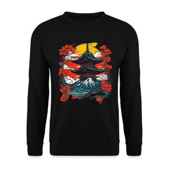 Paysage de temple japonais traditionnel - Sweat-shirt Unisexe - noir - Devant - Alina (178cm) & Michal (187cm)