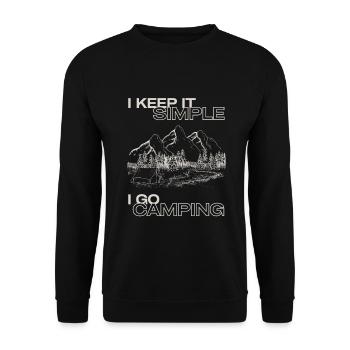I keep it simple i go camping tent mountains outdoor - Unisex Sweatshirt - black - Front - Alina (178cm) & Michal (187cm)