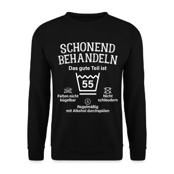 55. Geburtstag Schonend Behandeln 55 Teil Ist 55 - Unisex Pullover - Schwarz - Vorne - Alina (178cm) & Michal (187cm)