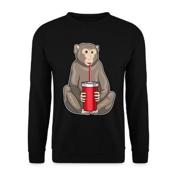 Affe Becher to go - Unisex Pullover - Schwarz - Vorne - Alina (178cm) & Michal (187cm)