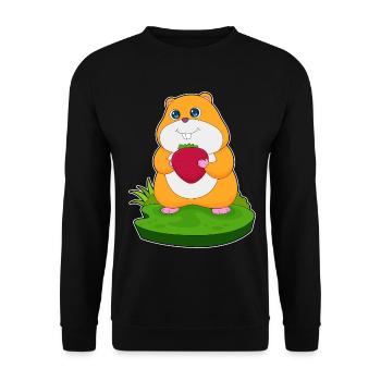 Hamster Strawberry - Unisex Sweatshirt - black - Front - Alina (178cm) & Michal (187cm)