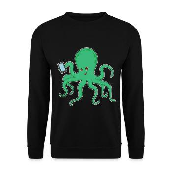 Krake Smartphone - Unisex Pullover - Schwarz - Vorne - Alina (178cm) & Michal (187cm)