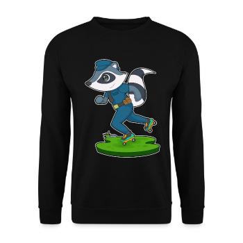 Raccoon Policier Patins à roulettes Police - Sweat-shirt Unisexe - noir - Devant - Alina (178cm) & Michal (187cm)