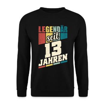 13. Geburtstag Legendär Seit 13 Jahren Legende 13 - Unisex Pullover - Schwarz - Vorne - Alina (178cm) & Michal (187cm)
