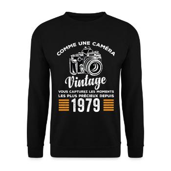 Caméra vintage 1979 cadeau anniversaire humour - Sweat-shirt Unisexe - noir - Devant - Alina (178cm) & Michal (187cm)