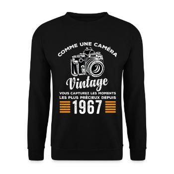 Caméra vintage 1967 cadeau anniversaire humour - Sweat-shirt Unisexe - noir - Devant - Alina (178cm) & Michal (187cm)