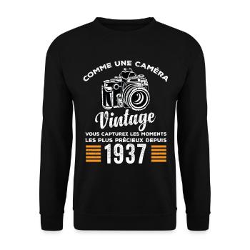 Caméra vintage 1937 cadeau anniversaire humour - Sweat-shirt Unisexe - noir - Devant - Alina (178cm) & Michal (187cm)
