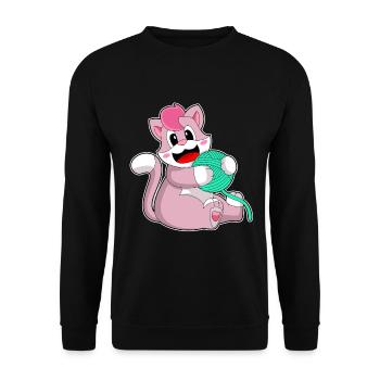 Chat boule de laine - Sweat-shirt Unisexe - noir - Devant - Alina (178cm) & Michal (187cm)