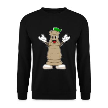 Chess Piece Tower Chess - Unisex Sweatshirt - black - Front - Alina (178cm) & Michal (187cm)