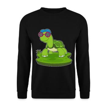 Turtle Sunglasses - Unisex Sweatshirt - black - Front - Alina (178cm) & Michal (187cm)