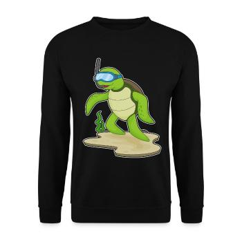 Schildkröte Taucher Schnorchel Tauchen - Unisex Pullover - Schwarz - Vorne - Alina (178cm) & Michal (187cm)