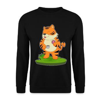 Donut au café tigre - Sweat-shirt Unisexe - noir - Devant - Alina (178cm) & Michal (187cm)