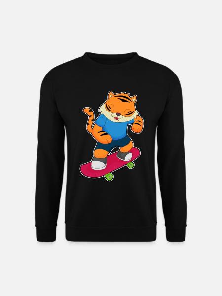 Tiger Skater Skateboard - Unisex Sweatshirt - black