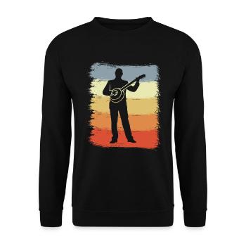Vintage Banjo Player - Unisex Sweatshirt - black - Front - Alina (178cm) & Michal (187cm)