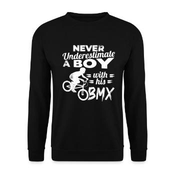 kleiner BMX Fahrer - Unisex Pullover - Schwarz - Vorne - Alina (178cm) & Michal (187cm)
