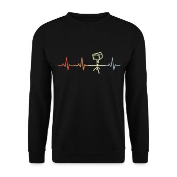 Drum player heart line - Unisex Sweatshirt - black - Front - Alina (178cm) & Michal (187cm)