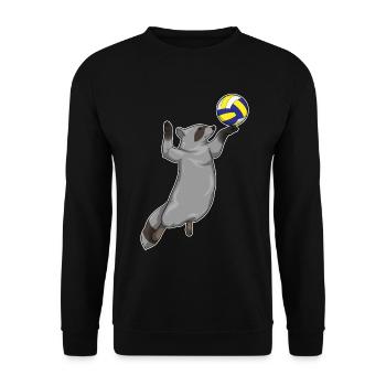 Waschbär Volleyballspieler Volleyball - Unisex Pullover - Schwarz - Vorne - Alina (178cm) & Michal (187cm)