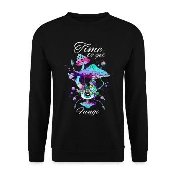 Neon Magic Mushrooms Eye Fungi Art - Unisex Sweatshirt - black - Front - Alina (178cm) & Michal (187cm)