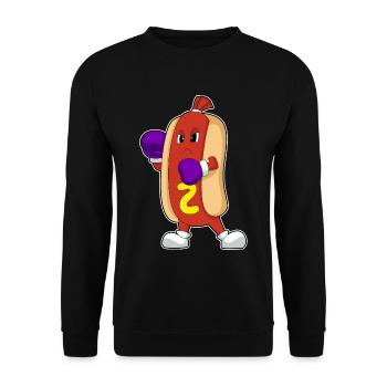 Hot Dog Boxer Boxing Gloves Boxing - Unisex Sweatshirt - black - Front - Alina (178cm) & Michal (187cm)
