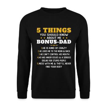 5 Things to Know About My Dad Bonus Humor - Unisex Sweatshirt - black - Front - Alina (178cm) & Michal (187cm)