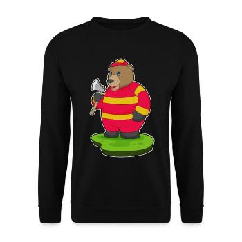 Bär Feuerwehrmann Axt Feuerwehr - Unisex Pullover - Schwarz - Vorne - Alina (178cm) & Michal (187cm)
