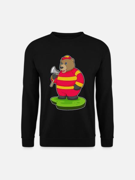 Bear Firefighter Axe Fire Brigade - Unisex Sweatshirt - black
