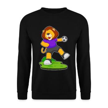 Löwe Handballspieler Handball - Unisex Pullover - Schwarz - Vorne - Alina (178cm) & Michal (187cm)