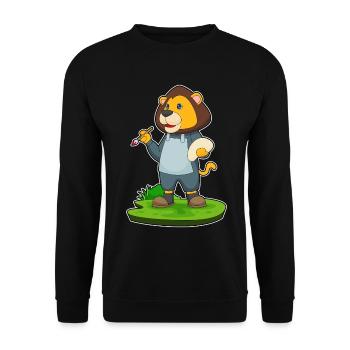 Lion Painter Brush Painting - Unisex Sweatshirt - black - Front - Alina (178cm) & Michal (187cm)