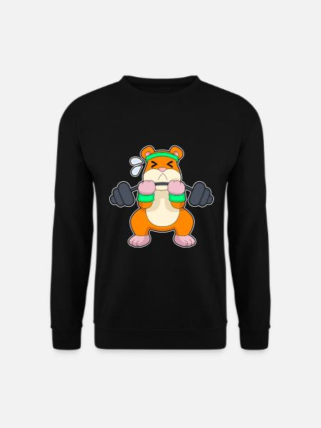 Hamster Bodybuilder Barbell Bodybuilding - Unisex Sweatshirt - black