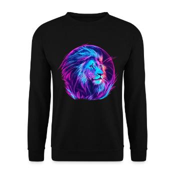 Lion Vaporwave EDM - Unisex Sweatshirt - black - Front - Alina (178cm) & Michal (187cm)