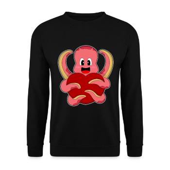 Krake Herz - Unisex Pullover - Schwarz - Vorne - Alina (178cm) & Michal (187cm)