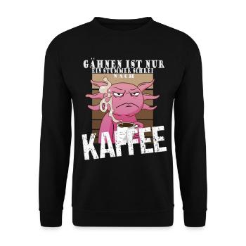 Gähnen ist ein stummer Schrei nach Kaffee - Unisex Pullover - Schwarz - Vorne - Alina (178cm) & Michal (187cm)