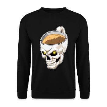 Totenkopf Tasse Kaffee - Unisex Pullover - Schwarz - Vorne - Alina (178cm) & Michal (187cm)