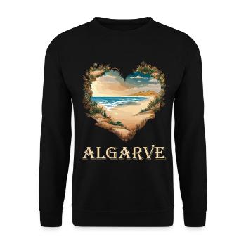 Algarve, Portugal. Plage Cœur - Sweat-shirt Unisexe - noir - Devant - Alina (178cm) & Michal (187cm)