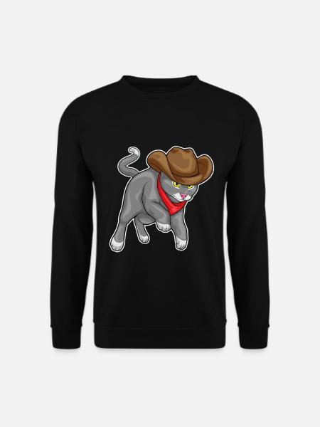 Cat Cowboy Cowboy Hat - Unisex Sweatshirt - black