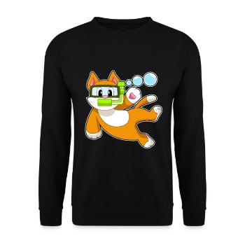 Katze Taucher Schnorchel Tauchen - Unisex Pullover - Schwarz - Vorne - Alina (178cm) & Michal (187cm)