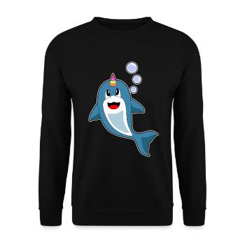 Dolphin Unicorn - Unisex Sweatshirt - black - Front - Alina (178cm) & Michal (187cm)