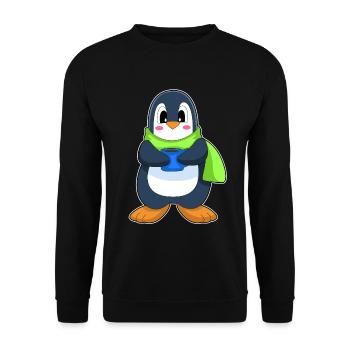 Pinguin Kaffee Tasse - Unisex Pullover - Schwarz - Vorne - Alina (178cm) & Michal (187cm)