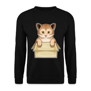 Cat Cardboard - Unisex Sweatshirt - black - Front - Alina (178cm) & Michal (187cm)