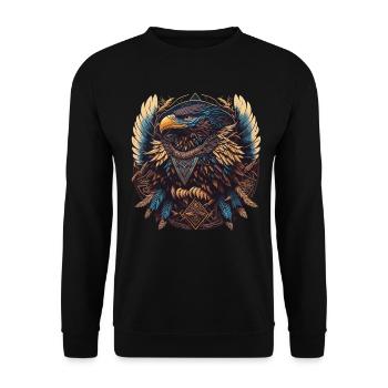 Nomadic Eagle Dream Catcher - Unisex Sweatshirt - black - Front - Alina (178cm) & Michal (187cm)