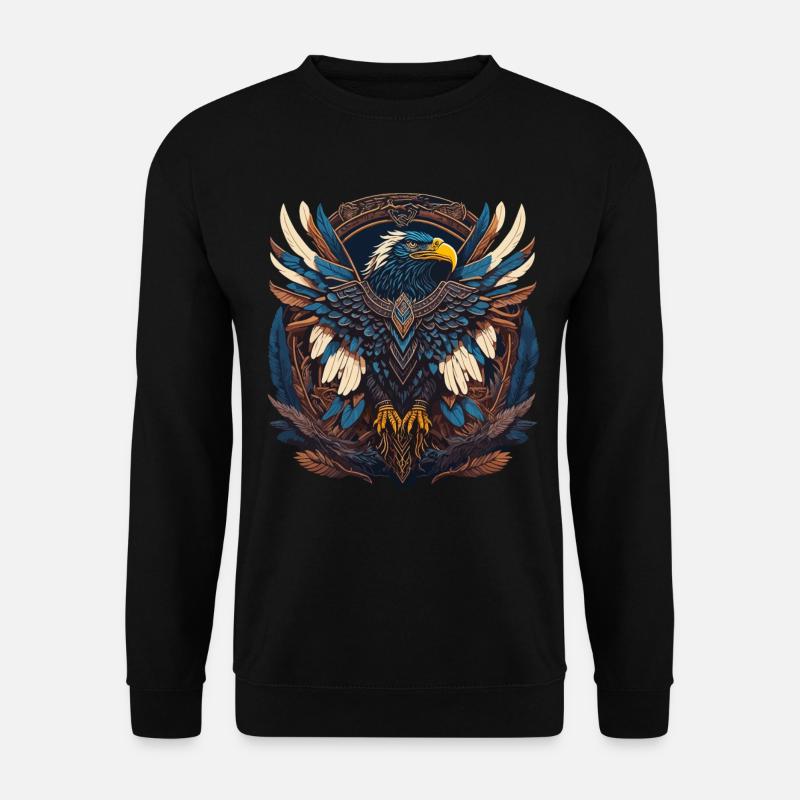 Native American Adler Indianer Falke Tier - Unisex Pullover - Schwarz