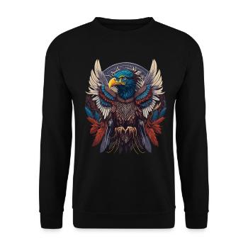 Native American Adler Traumfänger - Unisex Pullover - Schwarz - Vorne - Alina (178cm) & Michal (187cm)