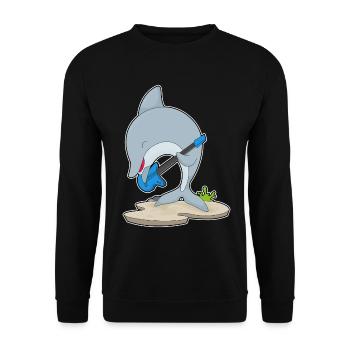 Dolphin Musicien Guitare Musique - Sweat-shirt Unisexe - noir - Devant - Alina (178cm) & Michal (187cm)