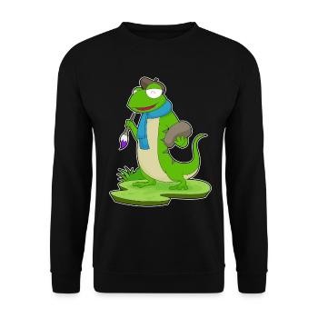 Eidechse Maler Pinsel Malen - Unisex Pullover - Schwarz - Vorne - Alina (178cm) & Michal (187cm)