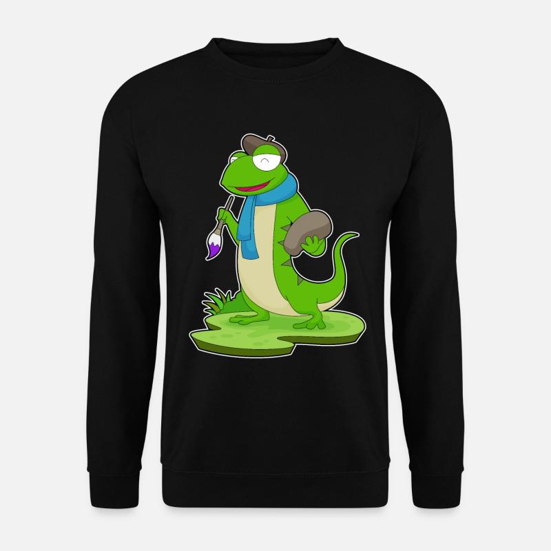 Lizard Painter Brush Painting - Unisex Sweatshirt - black