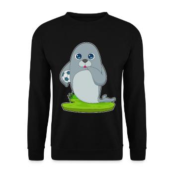 Seehund Fußballspieler Fußball - Unisex Pullover - Schwarz - Vorne - Alina (178cm) & Michal (187cm)