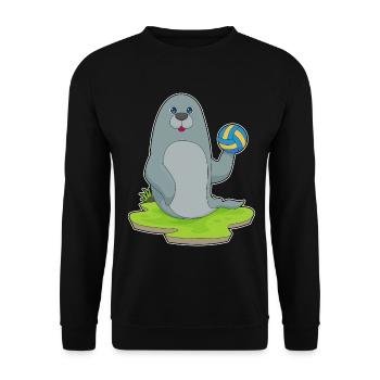 Seehund Volleyballspieler Volleyball - Unisex Pullover - Schwarz - Vorne - Alina (178cm) & Michal (187cm)